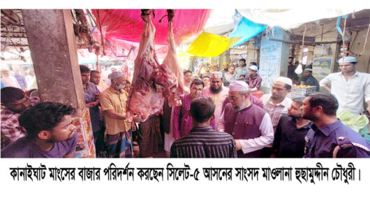 কানাইঘাট বাজার মনিটরিং করলেন সাংসদ হুছাম্মুদ্দীন চৌধুরী