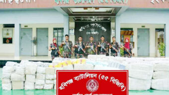 ঢাকা-সিলেট মহাসড়কে বালি ভর্তি ট্রাকে যা পেল বিজিবি