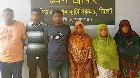 সুনামগঞ্জে ব্যবসায়ীদের কাছ থেকে কোটি টাকা হাতিয়ে নেওয়ার অভিযোগে আটক ৬